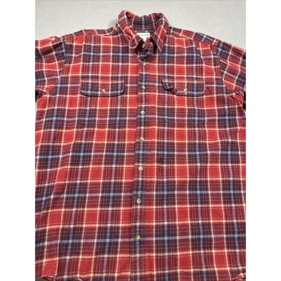 Carhartt Vintage Flannel Shirt Mens  XL Tall PLAID Cotton Button Up FLAP Pockets - Picture 2 of 6